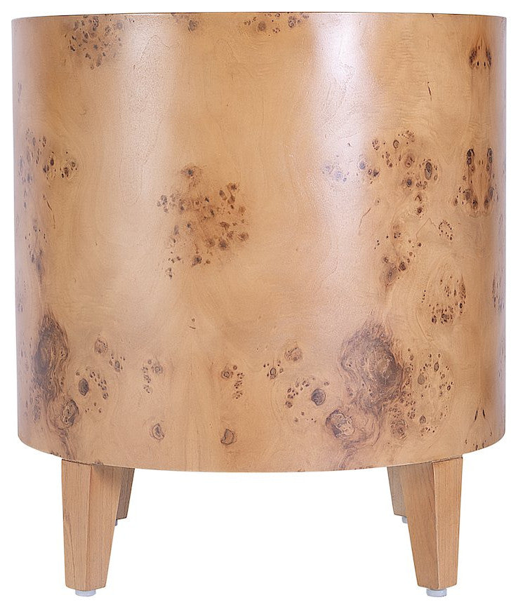 Billie 22 in. W Round Burl End Table, Brown