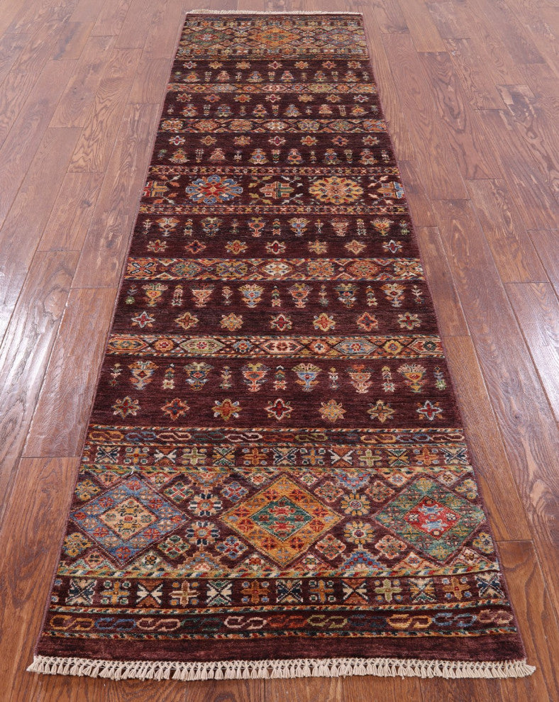 2' 8" X 9' 10" Handmade Khorjin Super Kazak Runner Rug Q8382