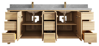 Elizabeth Oak 84" Double Sink Vanity, White 2" Pearl Gray