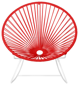 Innit Indoor/Outdoor Handmade Rocker, Red Weave, White Frame