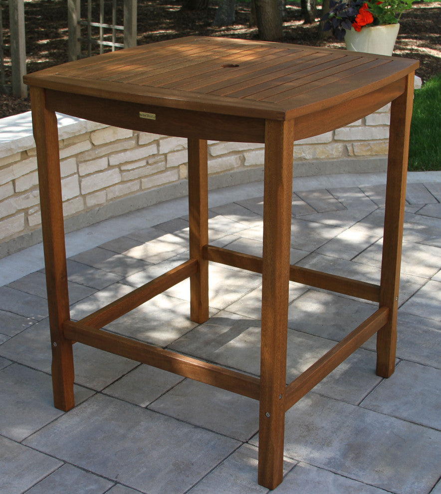 5-Piece Square Eucalyptus Bar Height Dining Set With Pub Stools