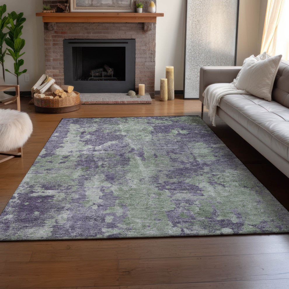 Premium Machine Washable Mayfield AMF573 Purple 3' x 5' Rug