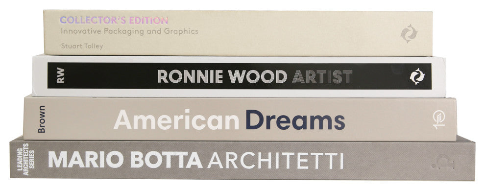 Decorative Books - Smokey Neutrals Coffee Table Stack - Set of 4 Grey Books