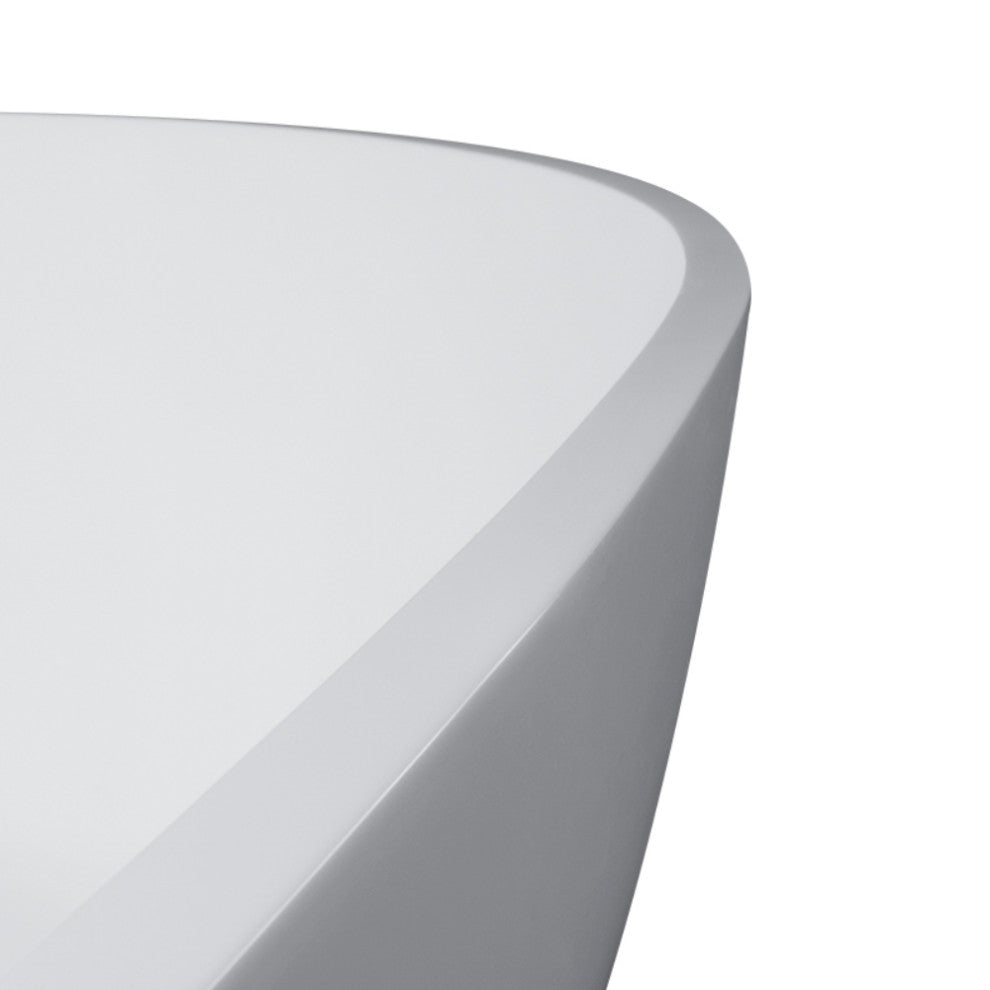 Vanity Art Solid Surface Resin Stone Freestanding Bathtub, Glossy White, 59 in. X 30 in.