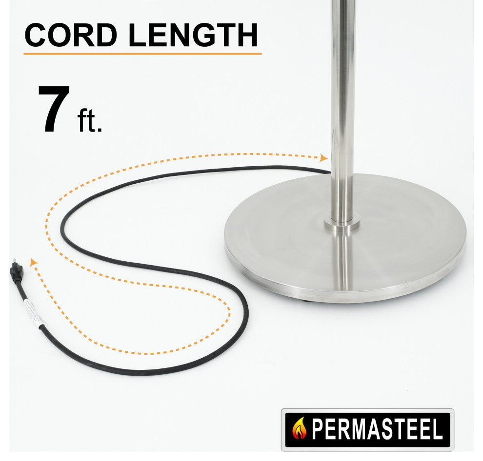 Permasteel 1500W Electric Infrared Stainless Steel Patio Heater with Table