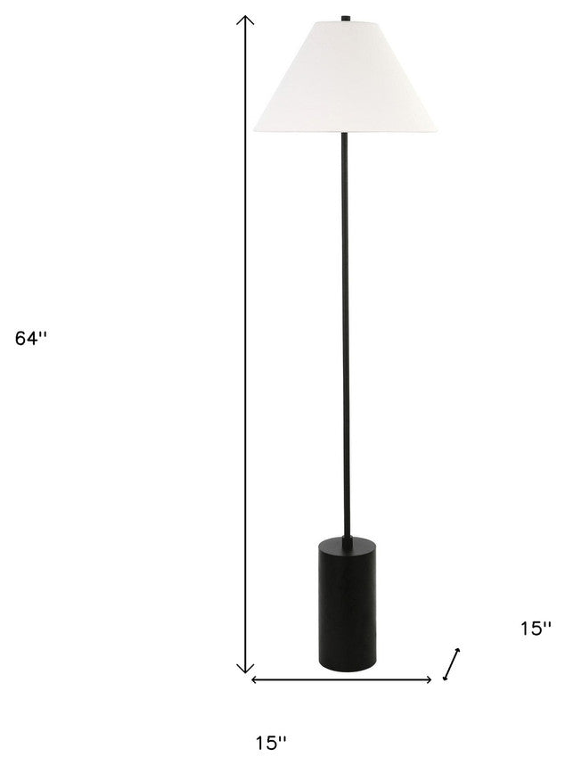 64" Black Traditional Shaped Floor Lamp With White Frosted Glass Empire Shade
