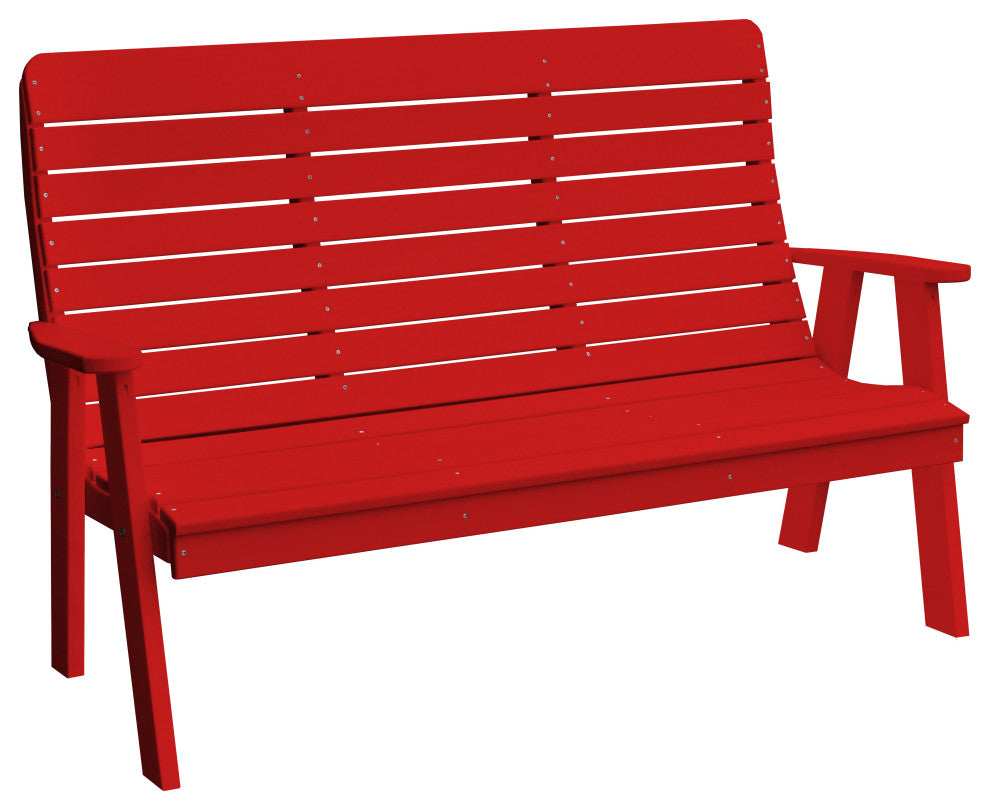 Poly Winston Garden Bench, Bright Red, 4 Foot