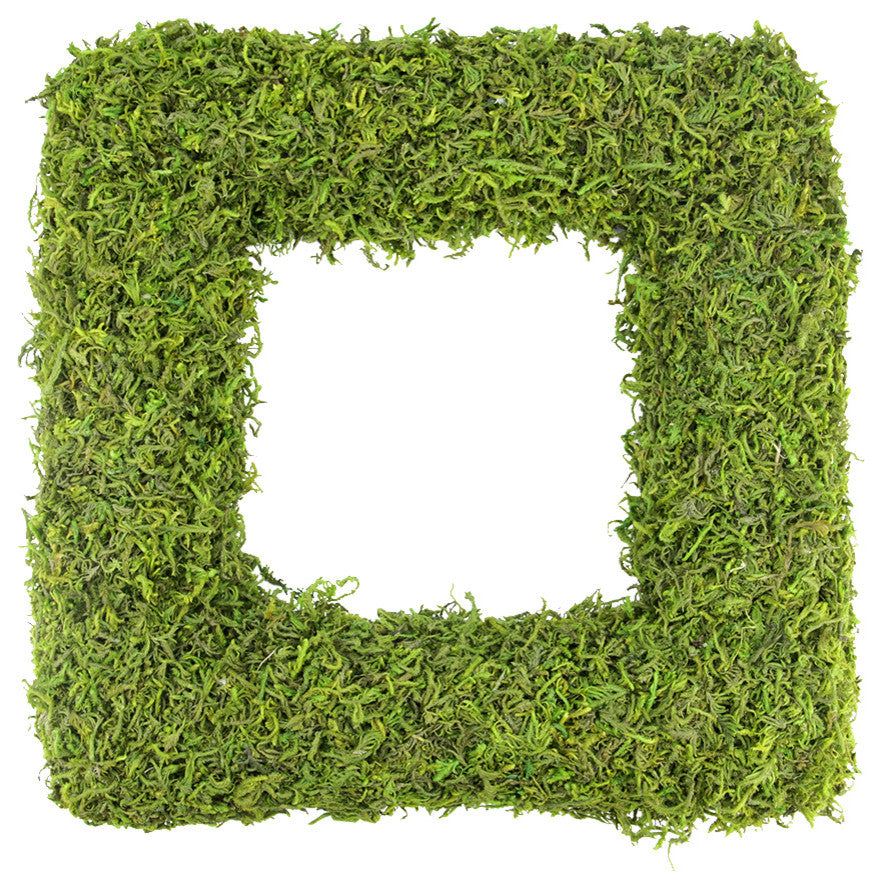 Reindeer Moss Square Artificial Wreath, Green, 14.5"