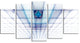 Light Blue Laser Protective Grids, Abstract Canvas Art Print, 60"x32", 5 Panels