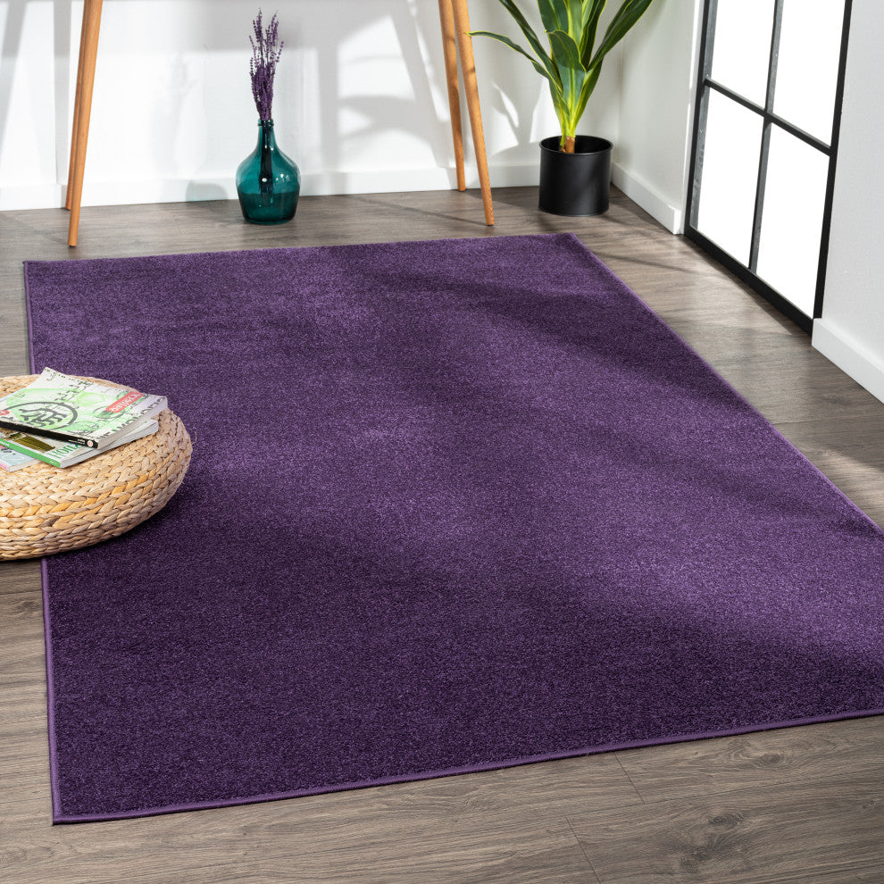 Haze Solid Low-Pile Runner Rug, Purple, 3 X 5