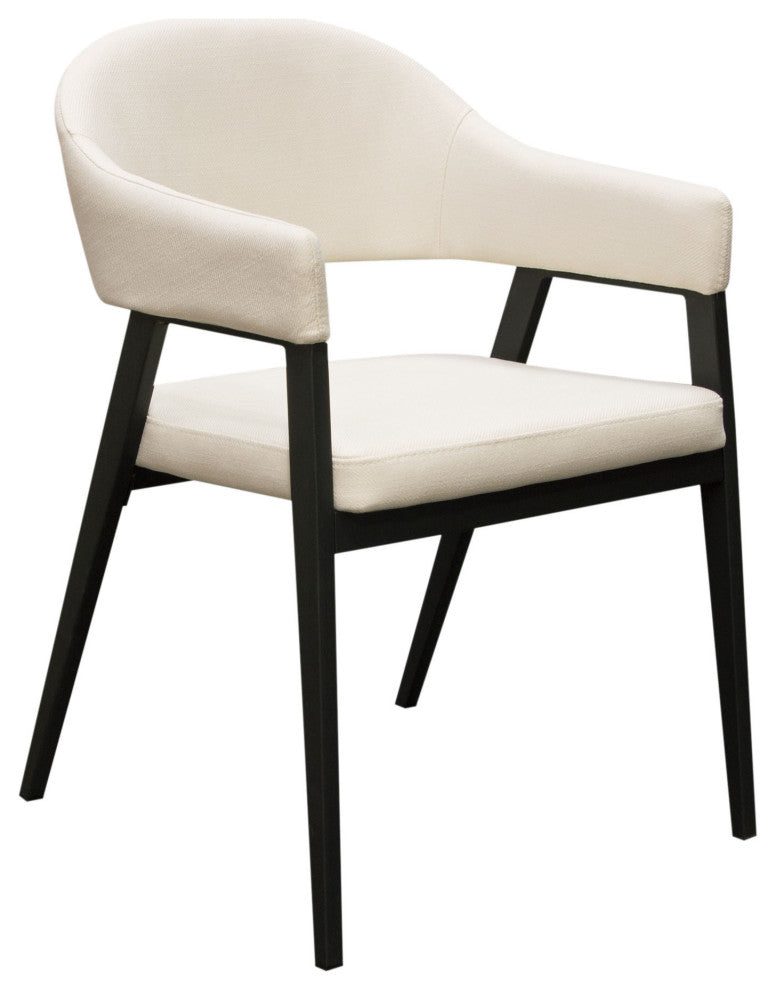 Adele Dining Accent Chairs, Set of 2, Cream Fabric, Metal Frame