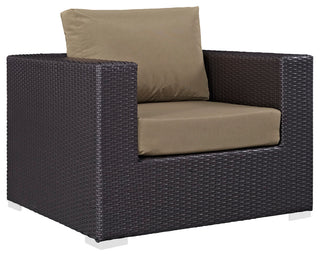Modway Convene 8 Piece Outdoor Patio Sectional Set, Espresso Mocha