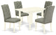 5Pc Dinette Set 4 Chairs, Drops Leaf Table Solid Wood Structure, Linen White