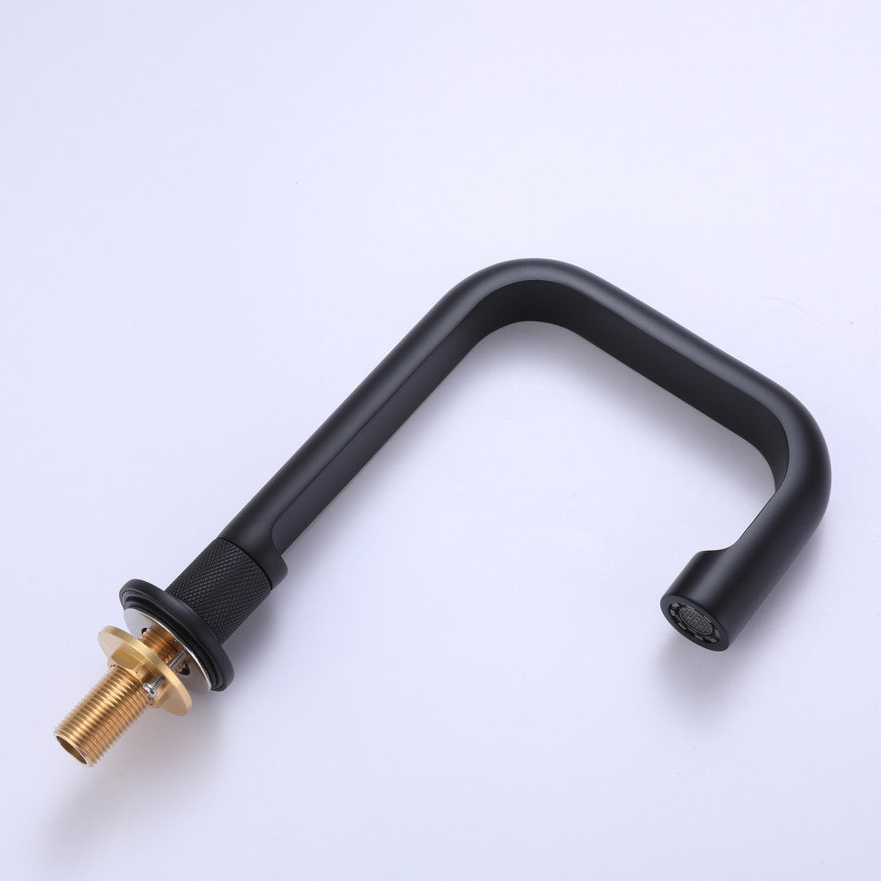 Deck Mounted Widespread Dual Handles Bathroom Sink Faucet, Matte Black