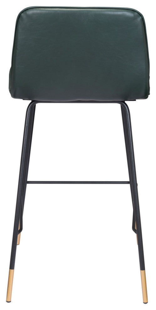 Counter Stool Chair, Steel Metal, Fabric, Green, Black, Gold, Mid Century Cafe