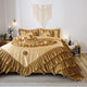 6-Piece Caramel Latte Ruffle Comforter Quilt Set, King