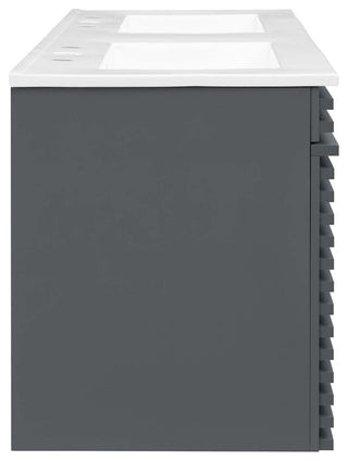 Render 48" Wall-Mount Bathroom Vanity, Gray White