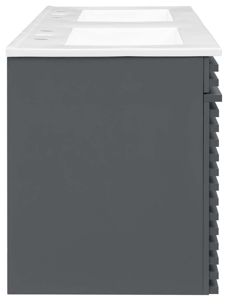 Render 48" Wall-Mount Bathroom Vanity, Gray White