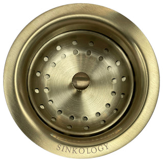 SinkSense Satin Gold 3.5" Basket Strainer Drain with Post Style Basket