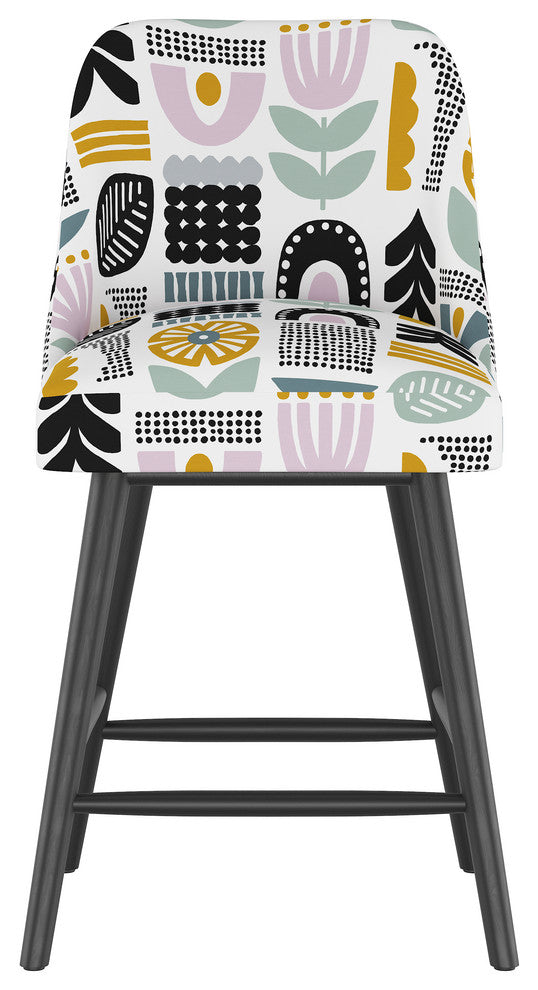 Markham Rounded Back Counter Stool, Helsinki Block Lavender Multi