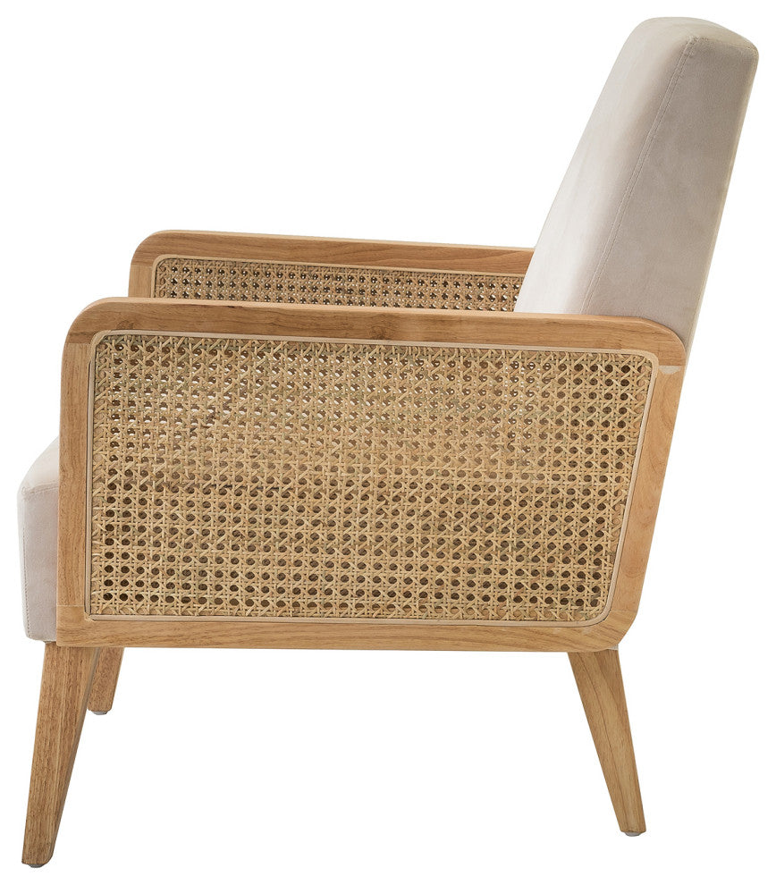 Delphine Cane Accent Chair, Rattan Armchair, Beige