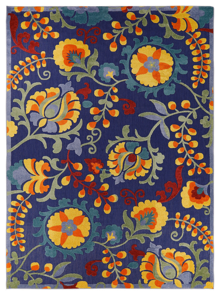 Nourison Aloha 7'10" x 10'6" Navy Multicolor Outdoor Area Rug