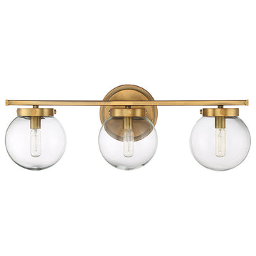 3-Light Bath Bar, Natural Brass