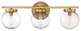 3-Light Bath Bar, Natural Brass