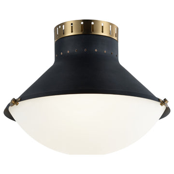 Matteo Lighting NOTTING Transitional Flush Mount, Matte Black and Aged Gold Bras