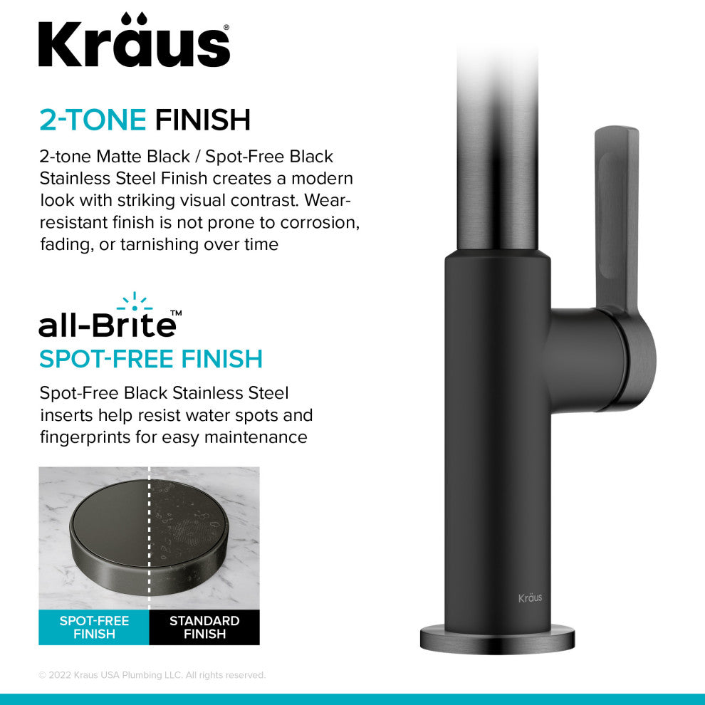 Oletto 1-Hole Kitchen Bar Faucet Matte Black