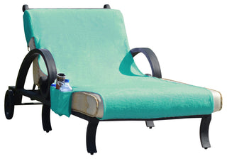 Standard Size Monogram Aqua Chaise Lounge Cover With Side Pockets, 32"x102", T