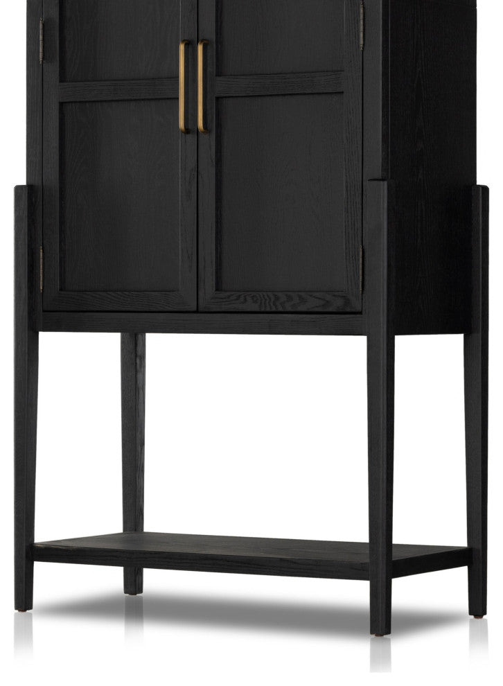 Tolle Bar Cabinet Drifted Matte Black Veneer, Drifted Oak Veneer, Matte Black