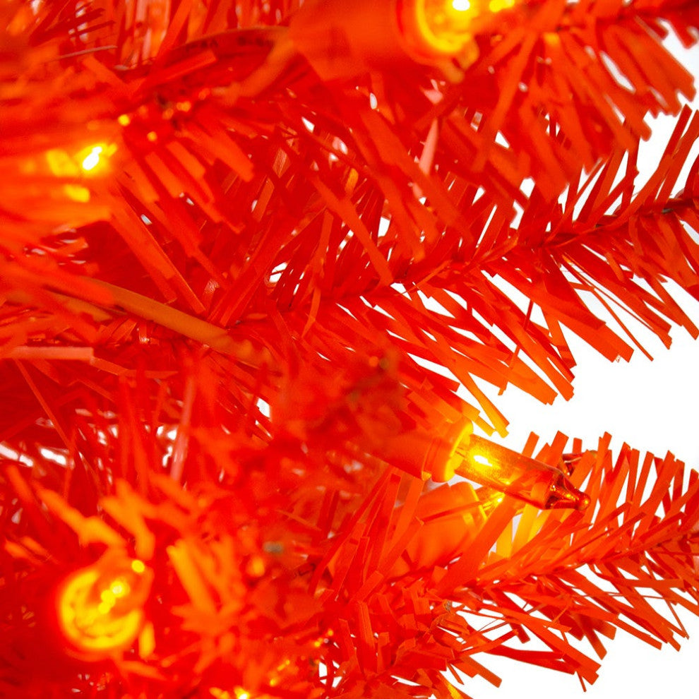 Kurt Adler 6 Foot Pre-Lit Orange Slim Christmas Tree