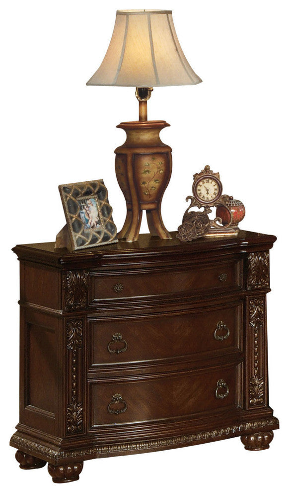 HomeRoots 20" X 35" X 32" Cherry Wood Nightstand, No Marble Top