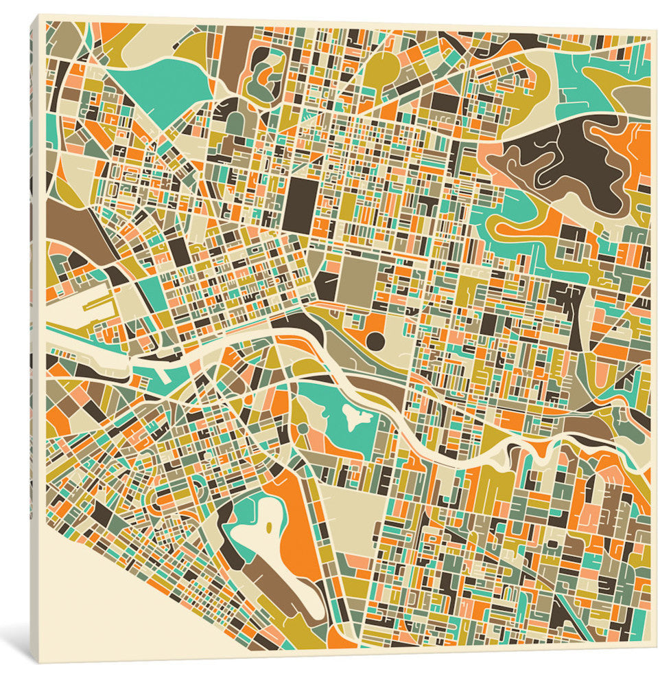 "Abstract City Map of Melbourne" by Jazzberry Blue, 37x37x1.5