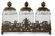 3-Piece Glass Canister Set With Acanthus Leaf Metal Base