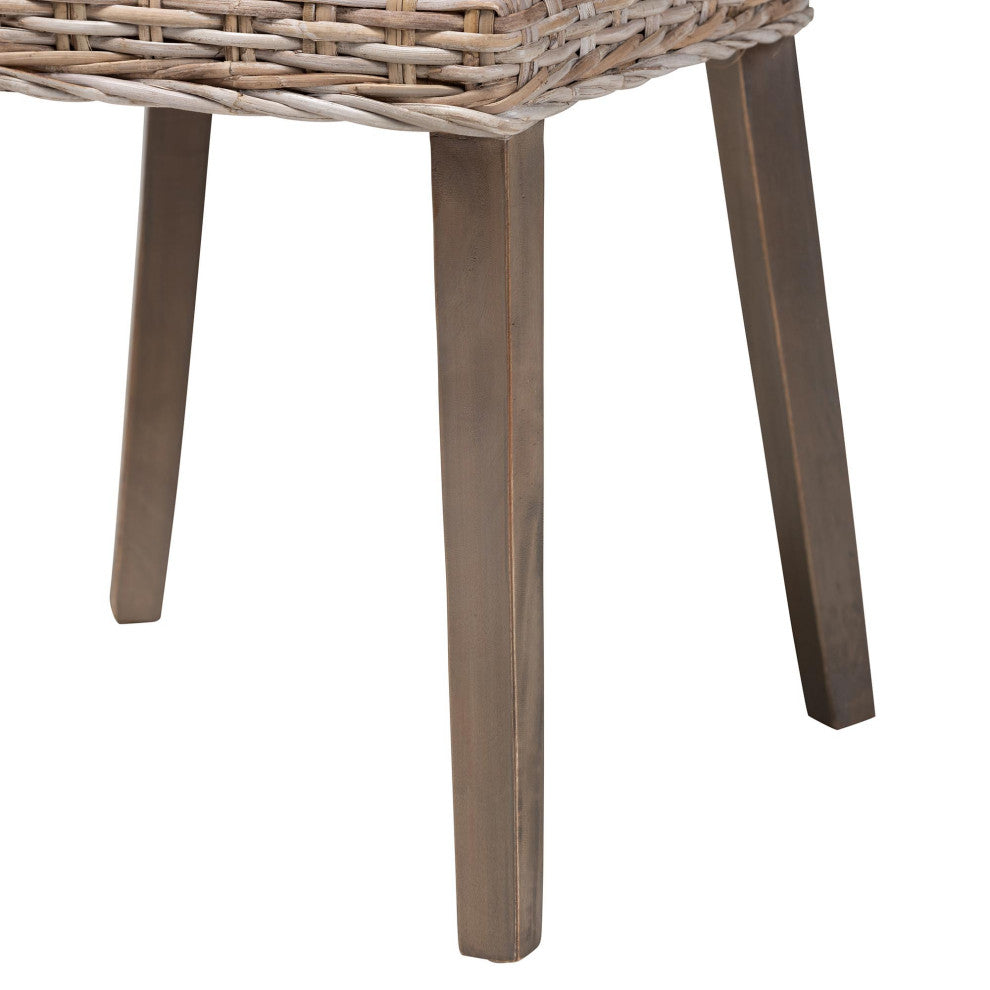 Denisse Modern Rattan and Wood Dining Chair