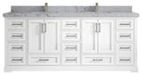 Boston 84 Double Sink Bath Vanity in White 2" Venatino Quartz
