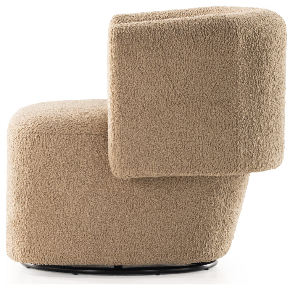 Tybalt Swivel Chair, Sheepskin Camel
