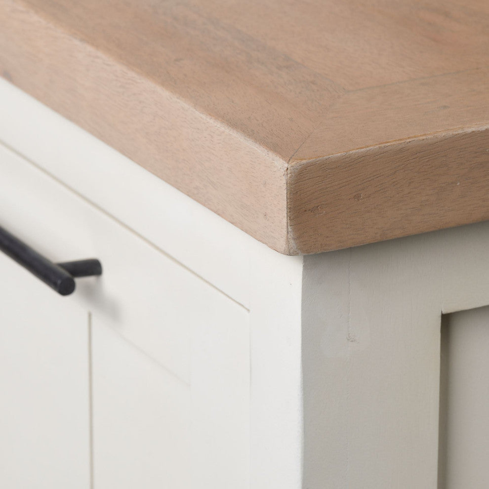 Fairview III Solid Wood Brown Top, White Frame 4 Cabinet Door Sideboard