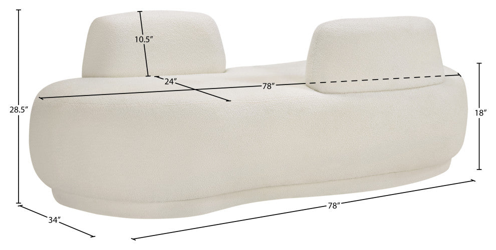 Argyle Upholstered Chaise/Loveseat, Cream, Teddy Fabric