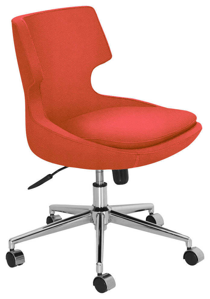 Patara Office Chair, Chrome Base, Orange Leatherette