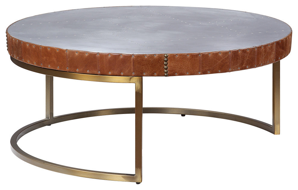 ACME Tamas Coffee Table, Aluminum and Cocoa
