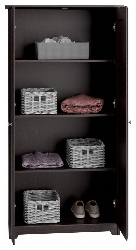 Cabot Tall Storage Cabinet With Doors, Espresso Oak