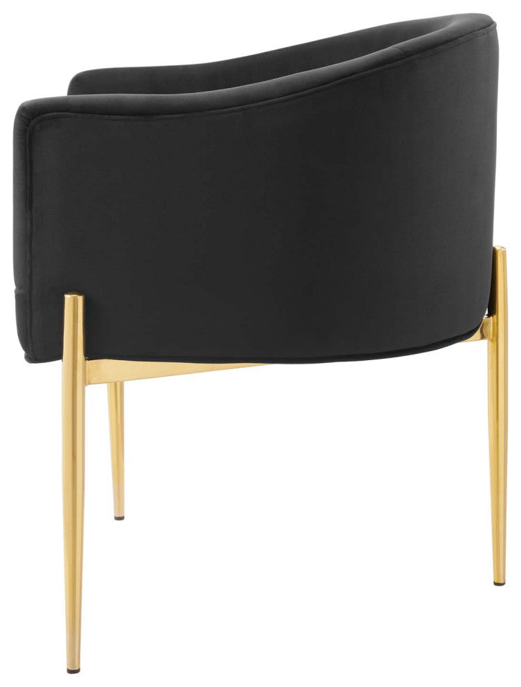 Tufted Accent Chair, Set of 2, Velvet, Metal, Black, Modern, Lounge Hospitality