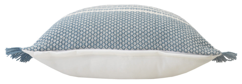 Centered Stripes Woven Throw Pillow with Fringe