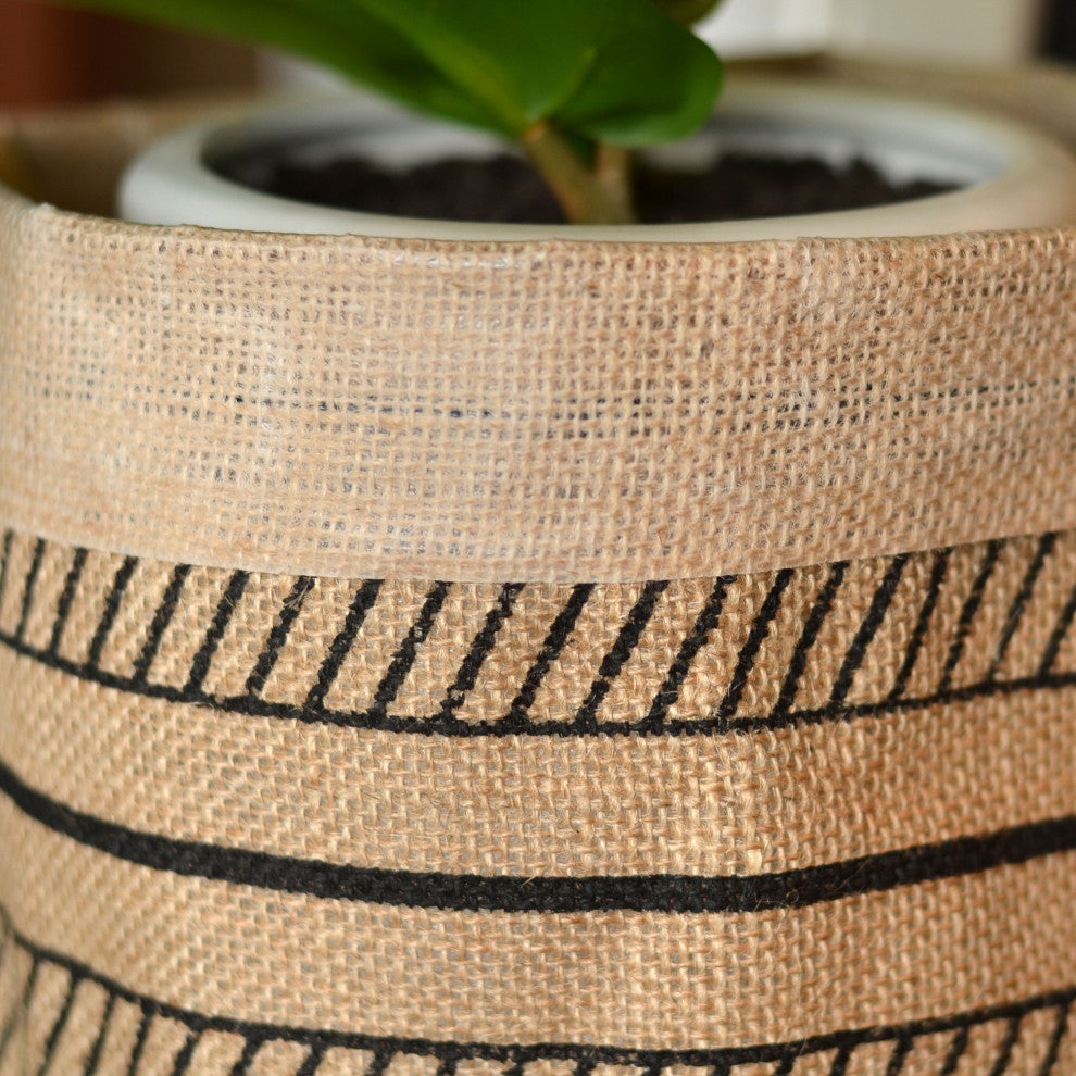 3 Piece Geometric Stripe Linen Basket Set
