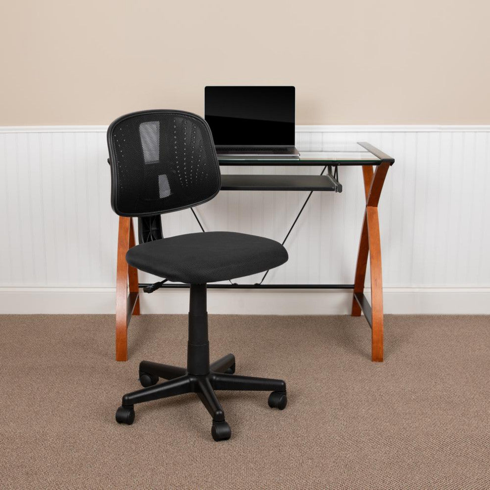 Flash Fundamentals Mid-Back Black Mesh Swivel Task Office Chair with Pivot...