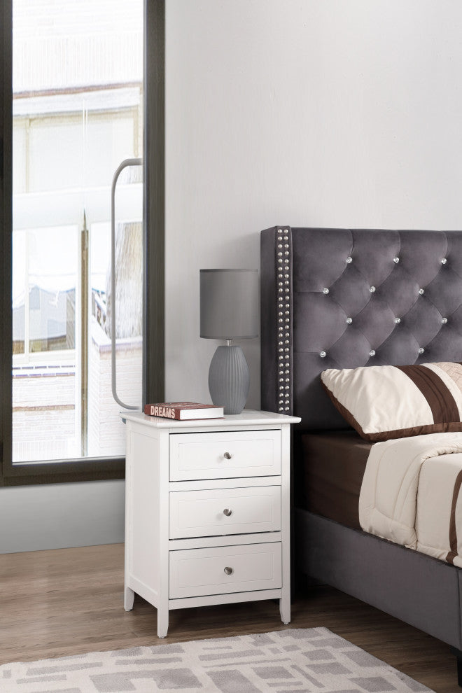 Daniel 3-Drawer Nightstand (25 in. H x 19 in. W x 15 in. D), White