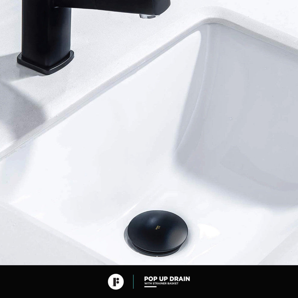 Fine Fixtures Modern Single Hole Bathroom Sink Faucet with Pop-up Drain, Black